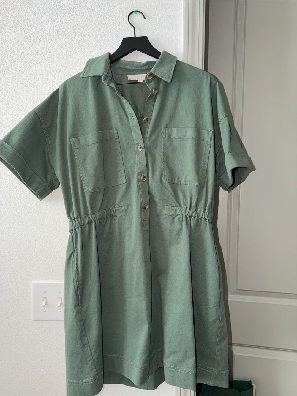 LOFT Sage Green Short Sleeve Dress